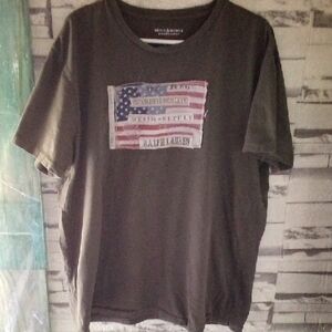 Vintage Ralph Lauren Denim& Supply Men's Dark Green Graphic Tee One Stitch